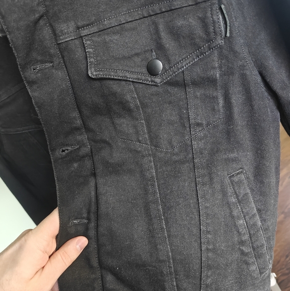 Men's Joe's Jeans Black Denim Shearling Jacket - Picture 6 of 7